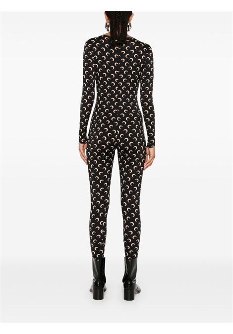 moon printed jersey catsuit woman black and tan MARINE SERRE | WJS002ACJER0001IT99